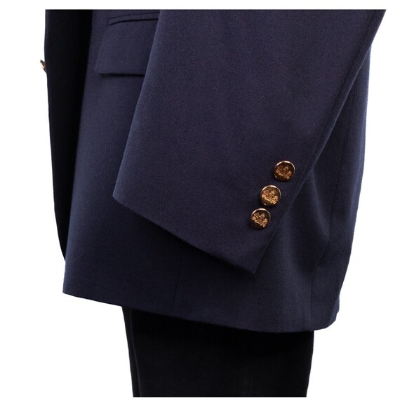 Stafford Executive Hartmax Worsted Wool 2 Gold Button Blazer Sz 46r Blue EUC - Picture 8 of 14